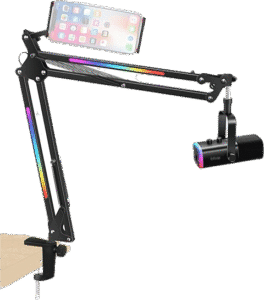 Brazo microfono, brazo para microfono con luz led