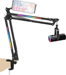 Brazo microfono, brazo para microfono con luz led